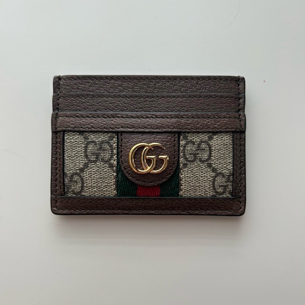 Gucci Dark Brown and Beige GG Card Holder